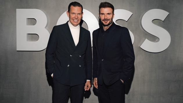 David Beckham wird Partner von Hugo Boss - Daniel Grieder (l.), CEO von Hugo Boss, mit David Beckham - Quelle: Hugo Boss